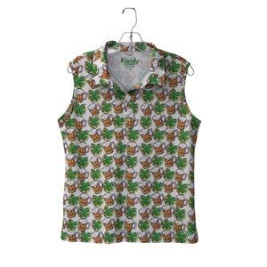 Kandy Golf St. Patrick’s Beer Horseshoe Clover Tank Polo Top Size XL
